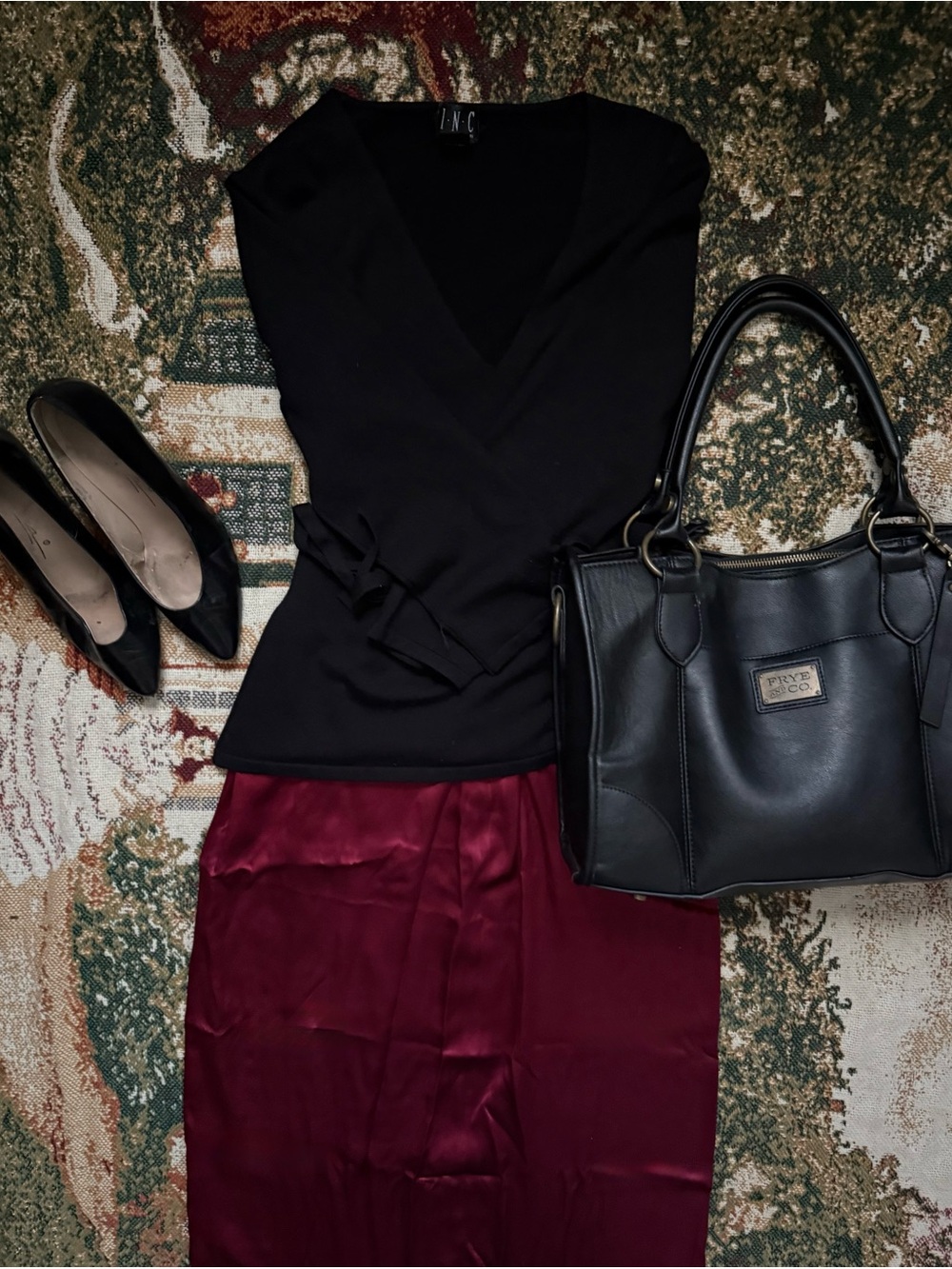 Women’s Vintage Silk Burgundy Maxi Skirt